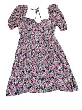 Astr Pink Floral Puff-Sleeve Summer Dress